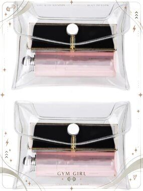 2Pcs Mini PVC Makeup Bag Clear Cosmetic Organizer Pouch Snap Closure Travel